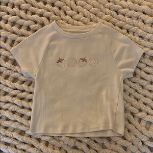 Aerie Cream Short Sleeve Tee with Fun Desgin